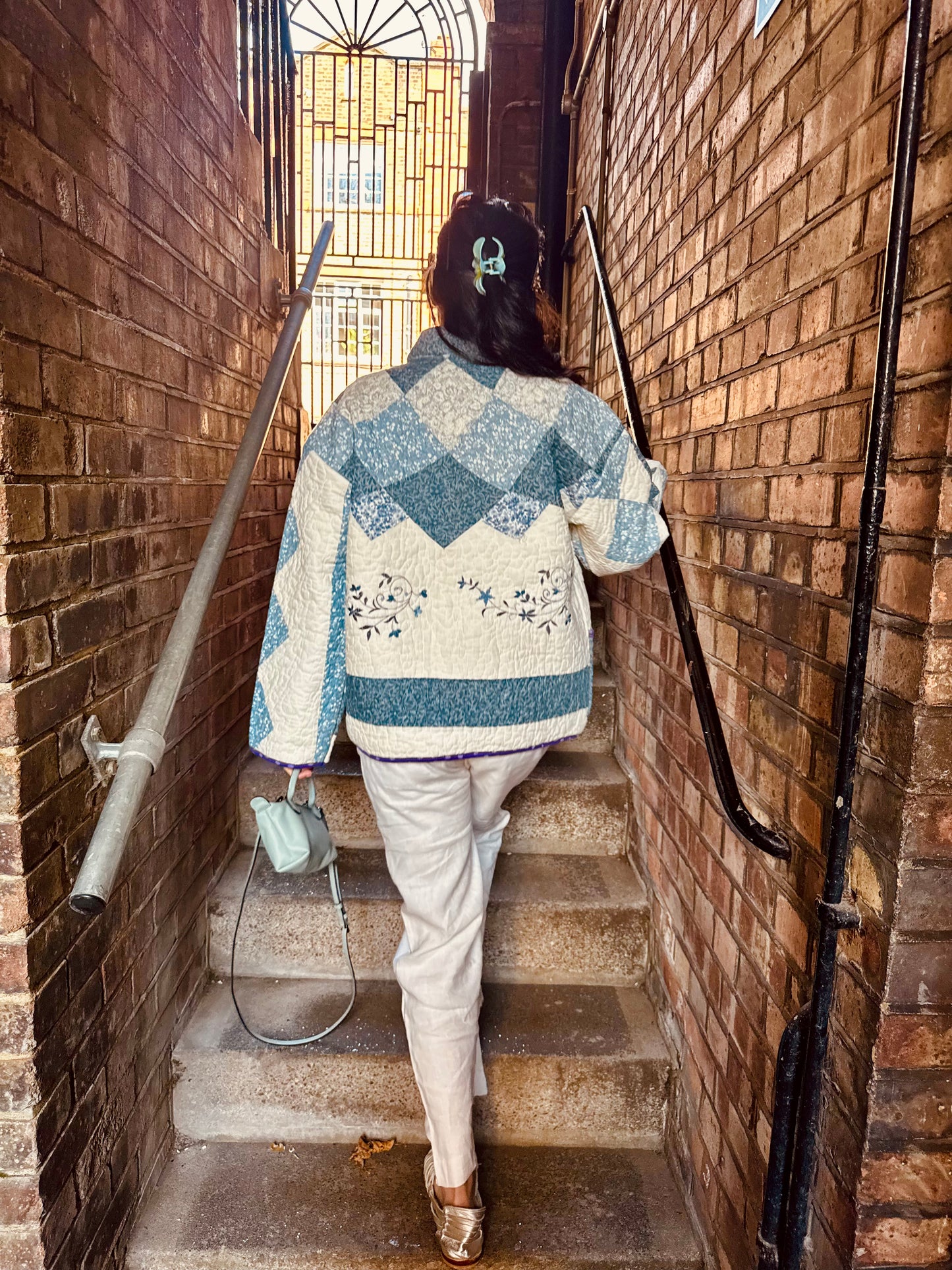 Vintage Embroidered Quilt Jacket - Blue