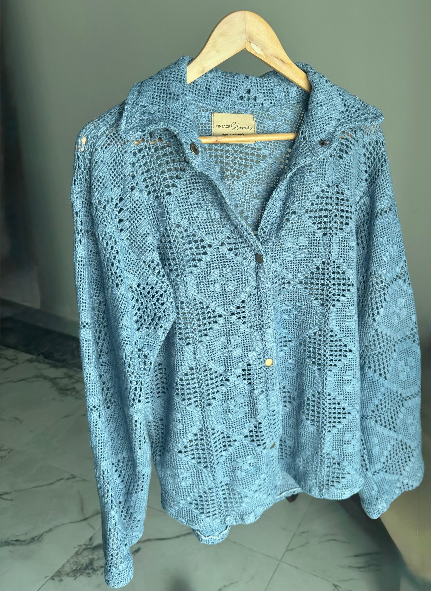 Blue Crochet Shirt