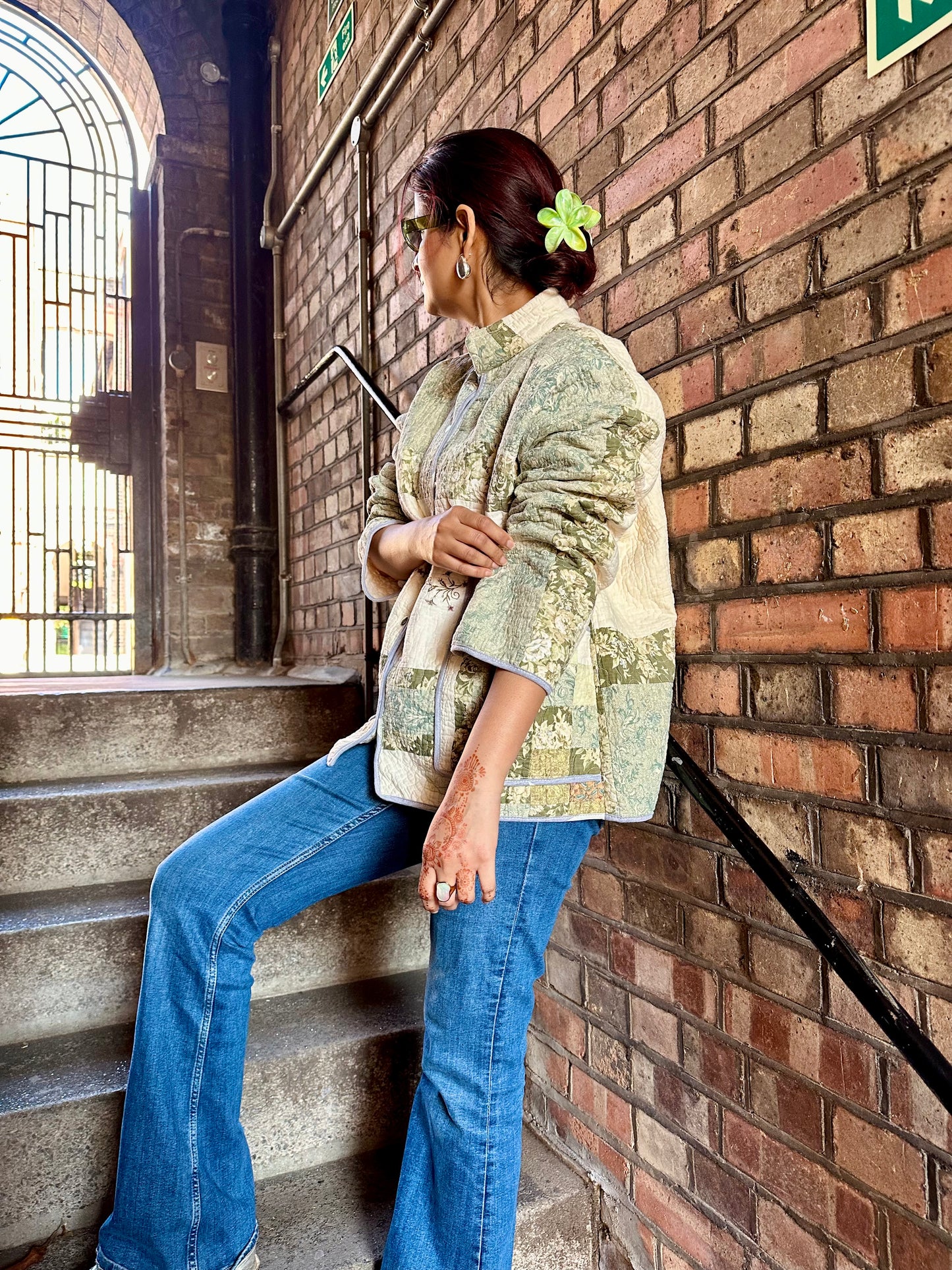 Vintage Embroidered Quilt Jacket - Green