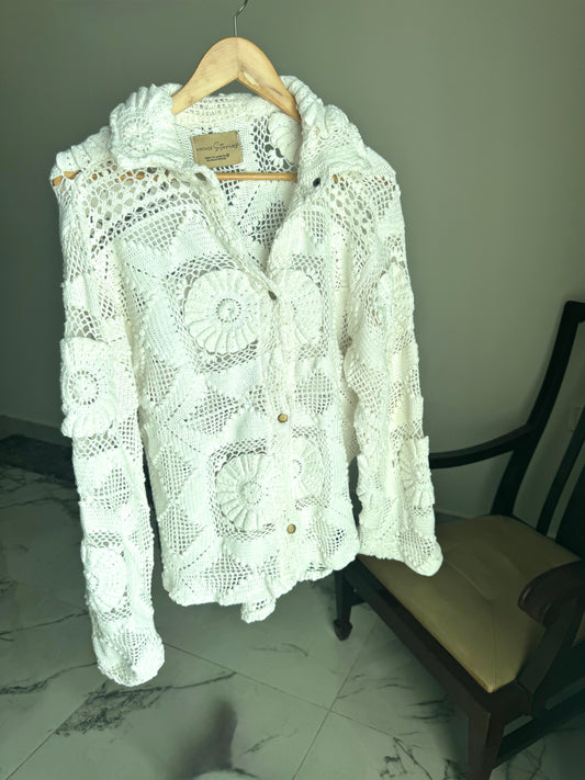 White Floral Crochet Top