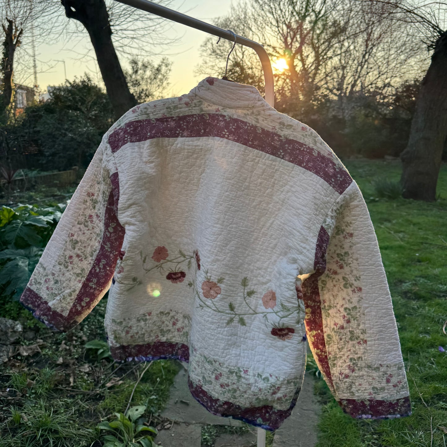 Vintage Embroidered Quilt Jacket - Cherry