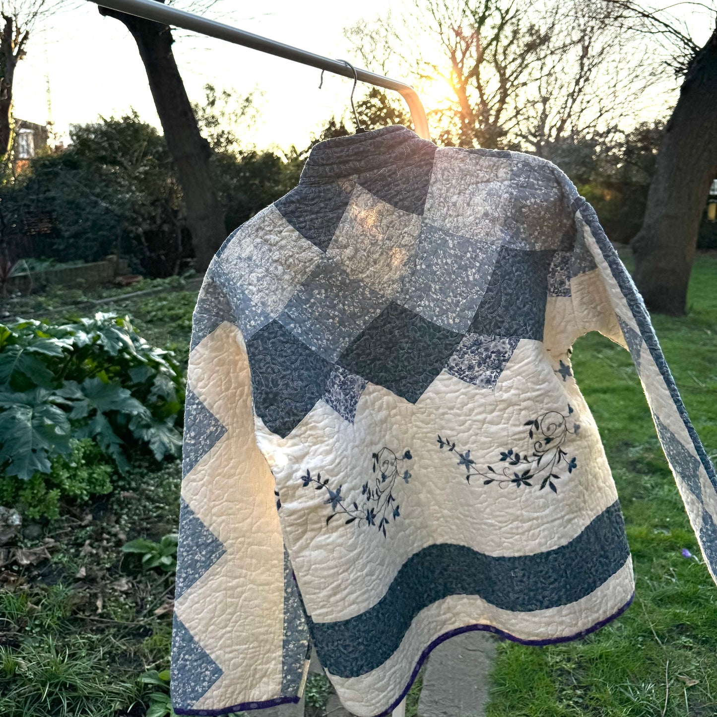 Vintage Embroidered Quilt Jacket - Blue