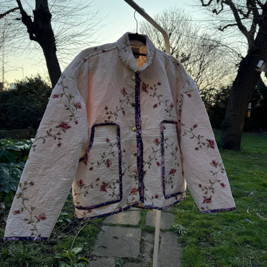 Vintage Embroidered Quilt Jacket - Floral