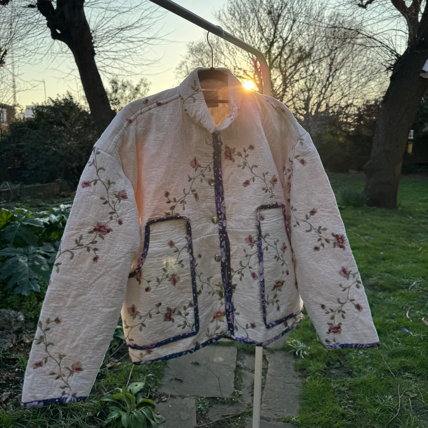 Vintage Embroidered Quilt Jacket - Floral