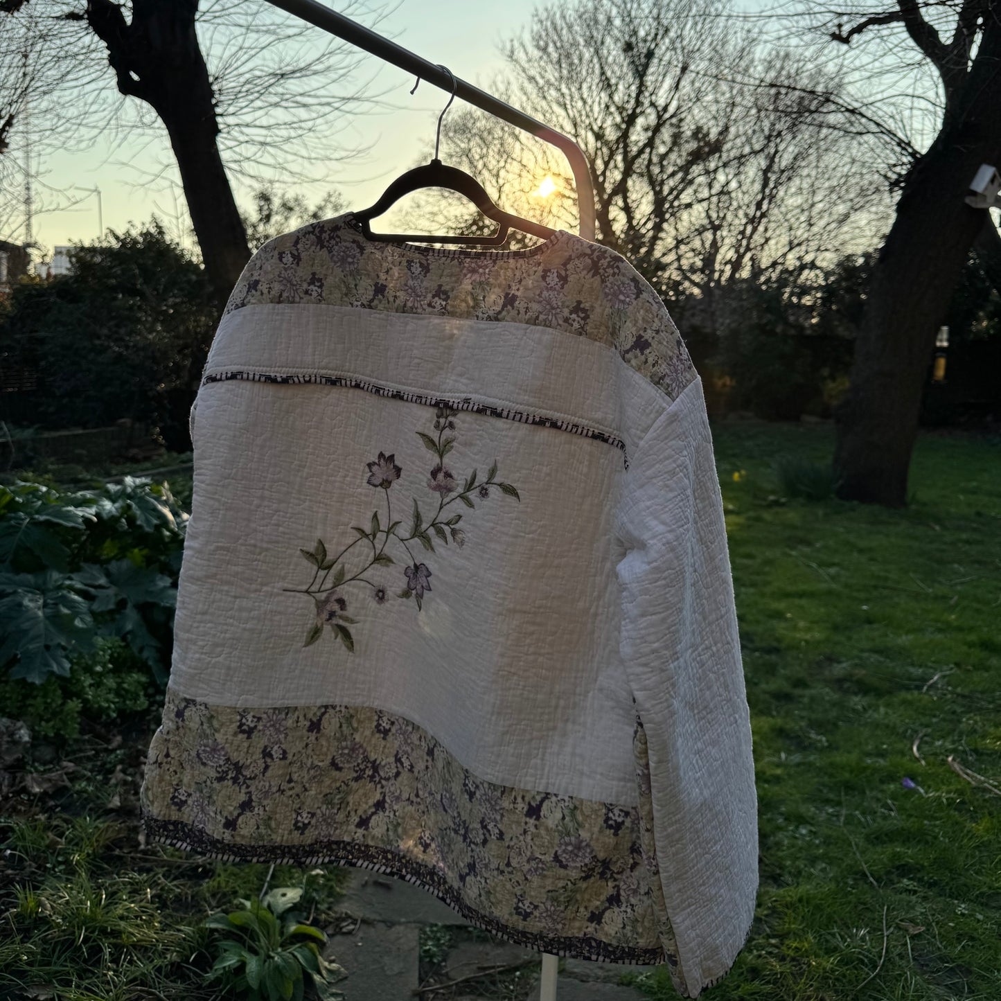 Vintage Embroidered Quilt Jacket - Lilac