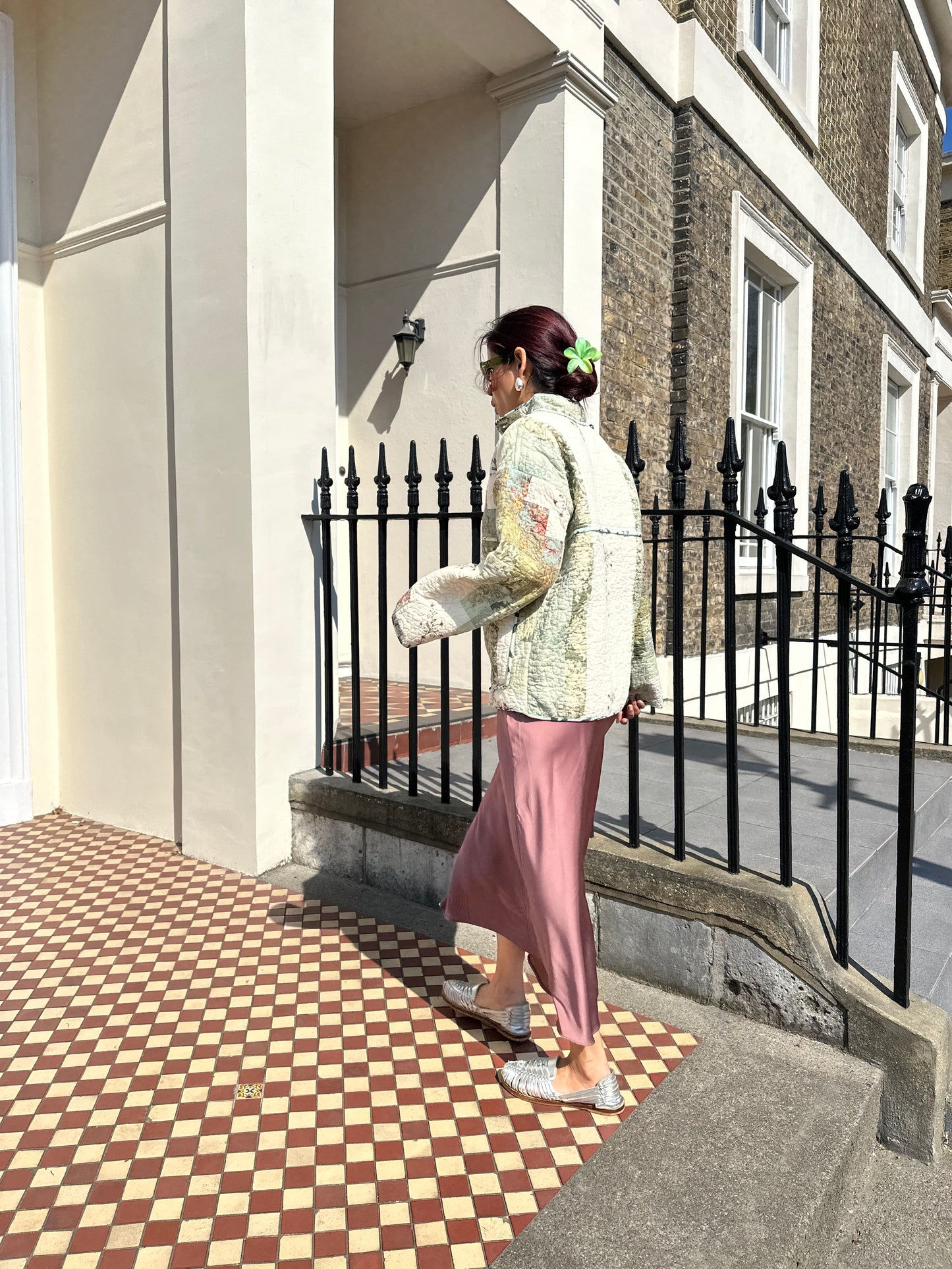 Vintage Embroidered Quilt Jacket - Mint Green