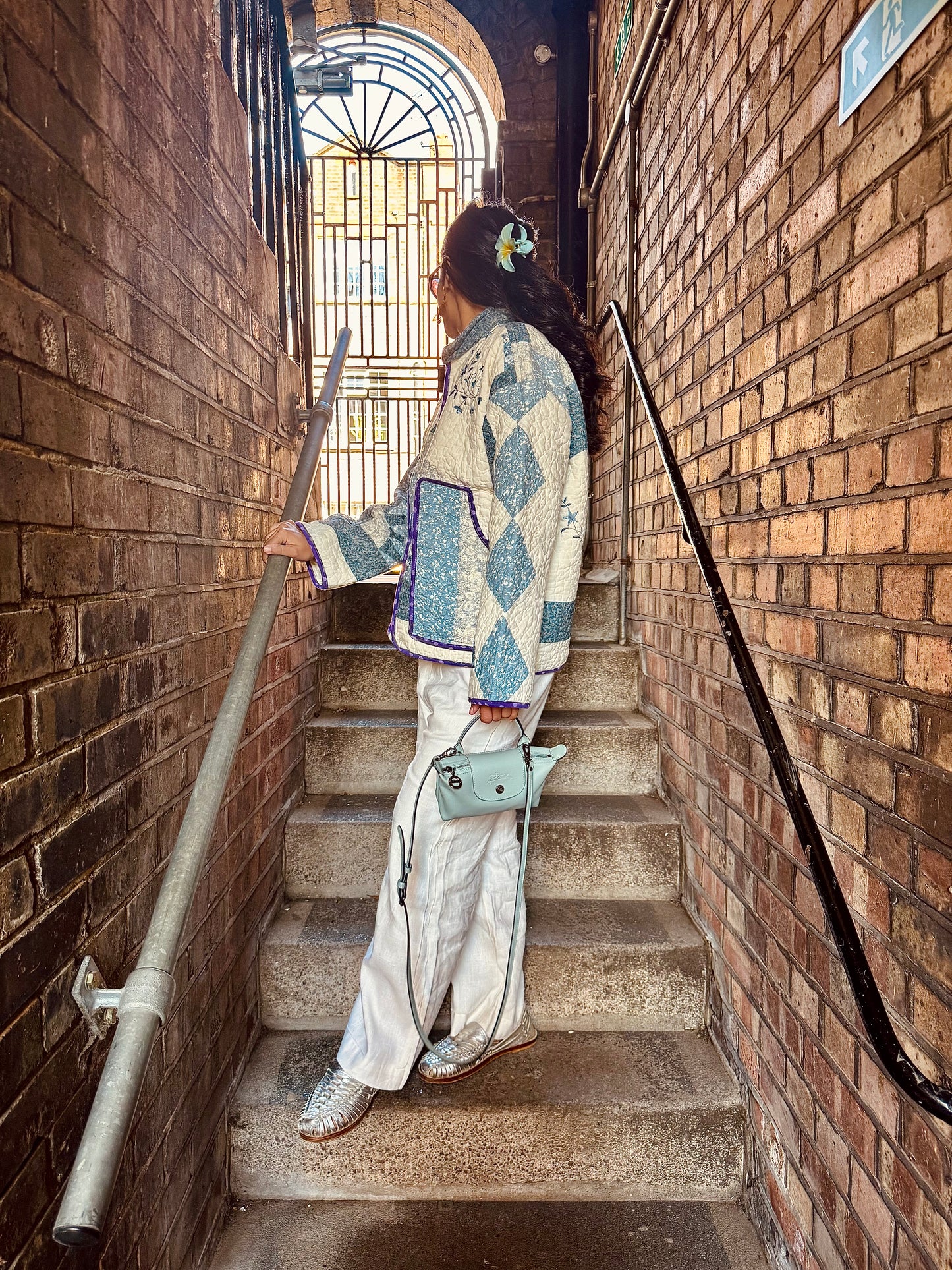 Vintage Embroidered Quilt Jacket - Blue