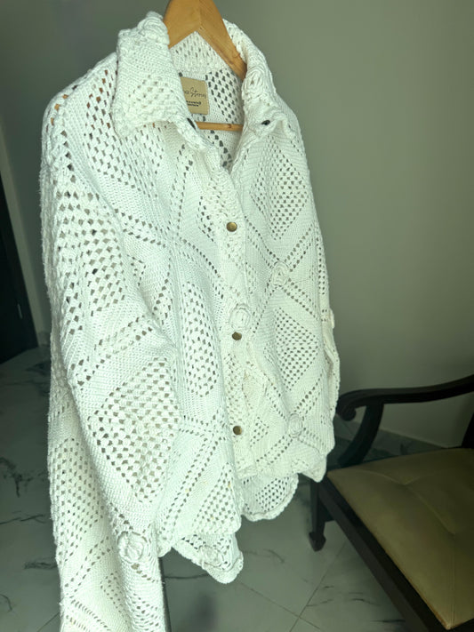 White Flora Crochet Top