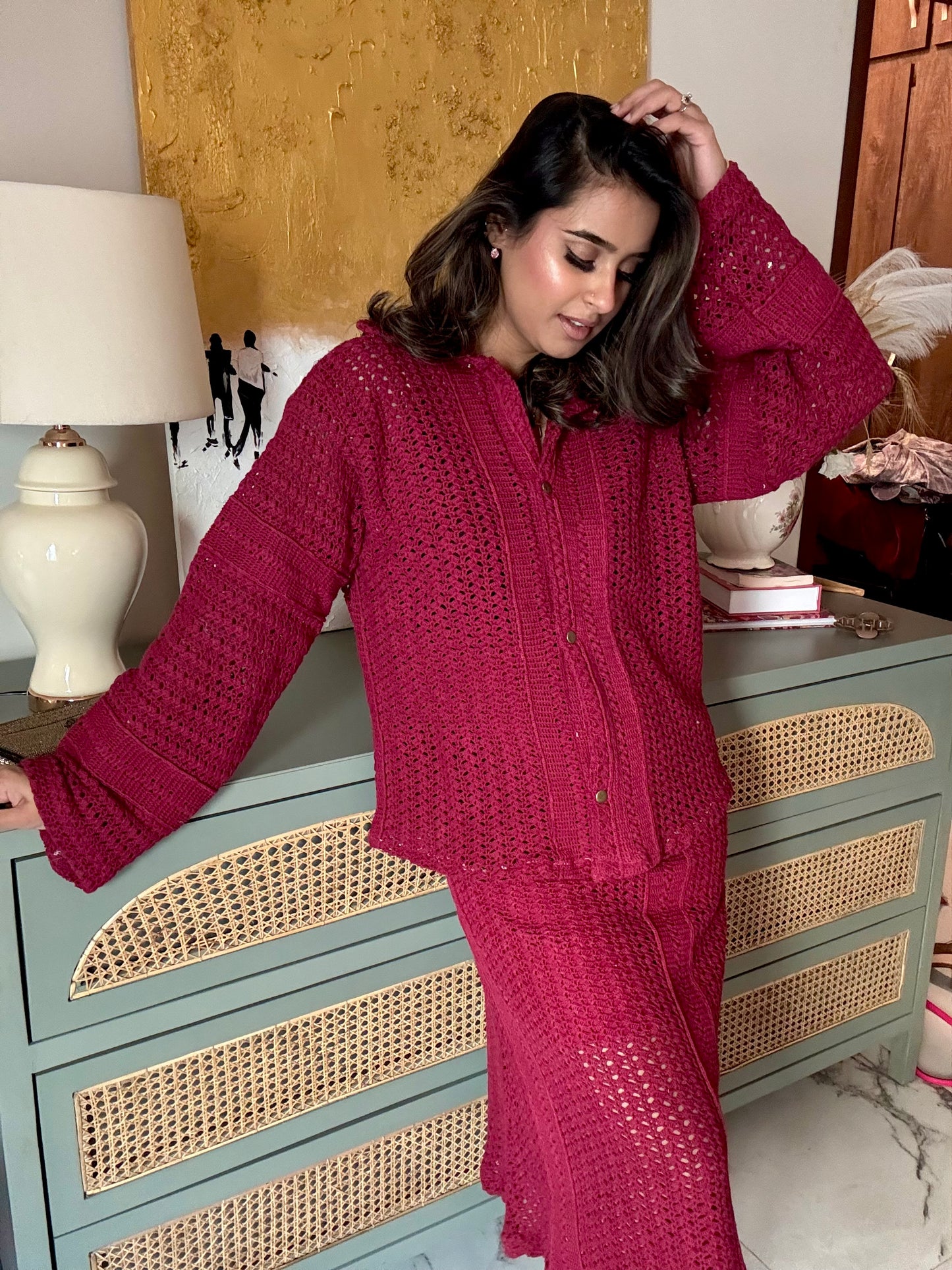 Mia Skirt Set - Cherry Pink