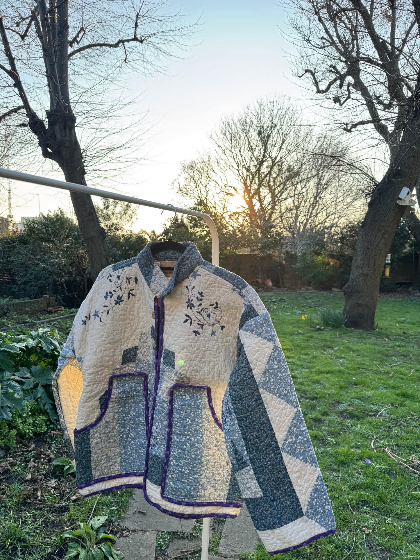 Vintage Embroidered Quilt Jacket - Blue