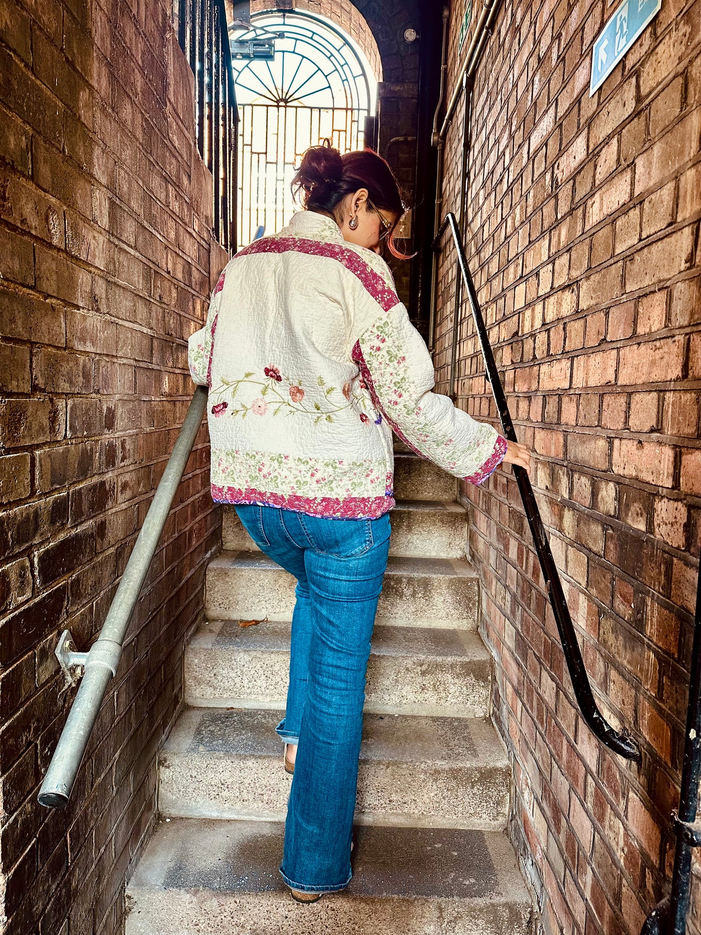 Vintage Embroidered Quilt Jacket - Cherry