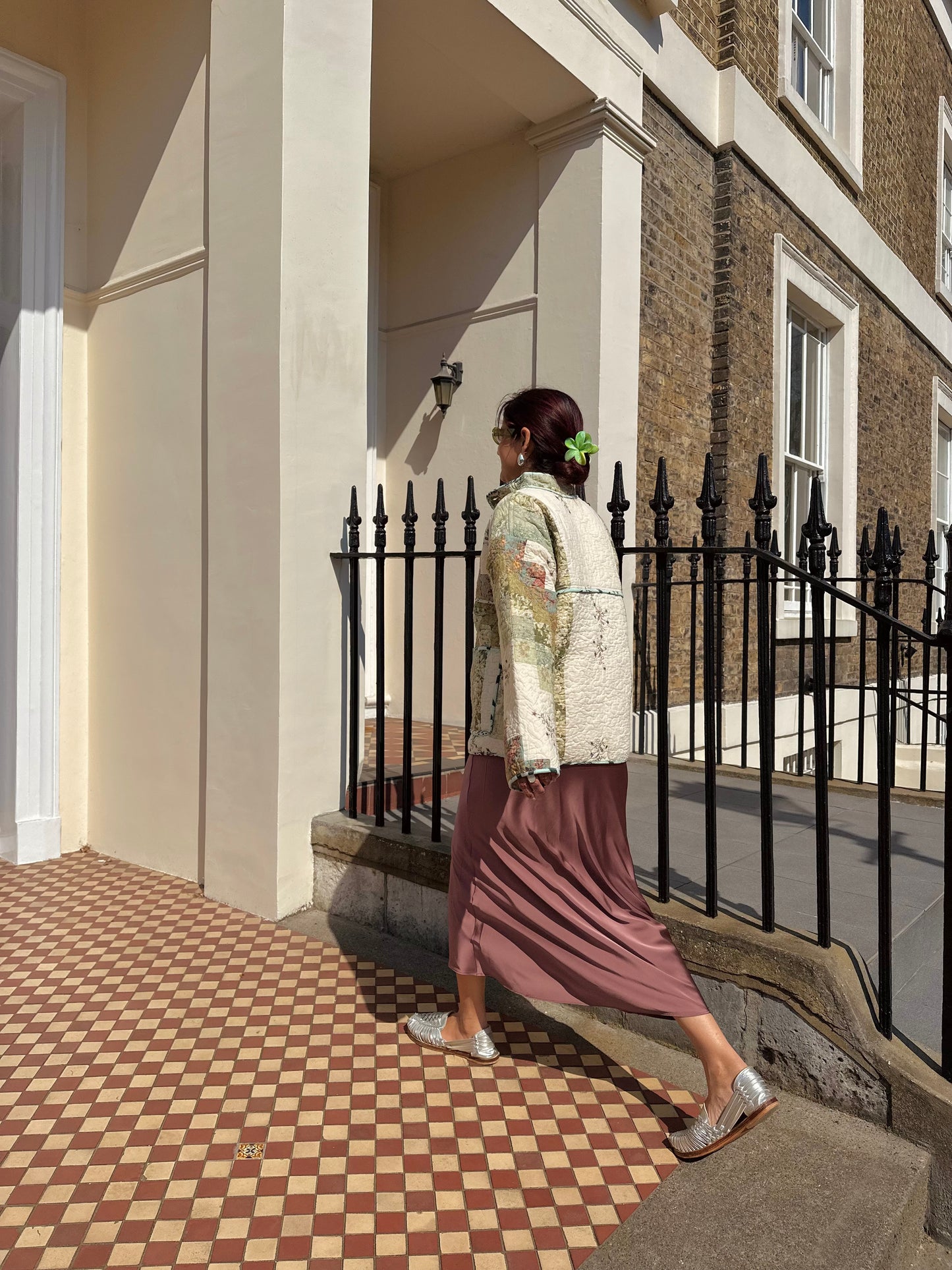 Vintage Embroidered Quilt Jacket - Mint Green