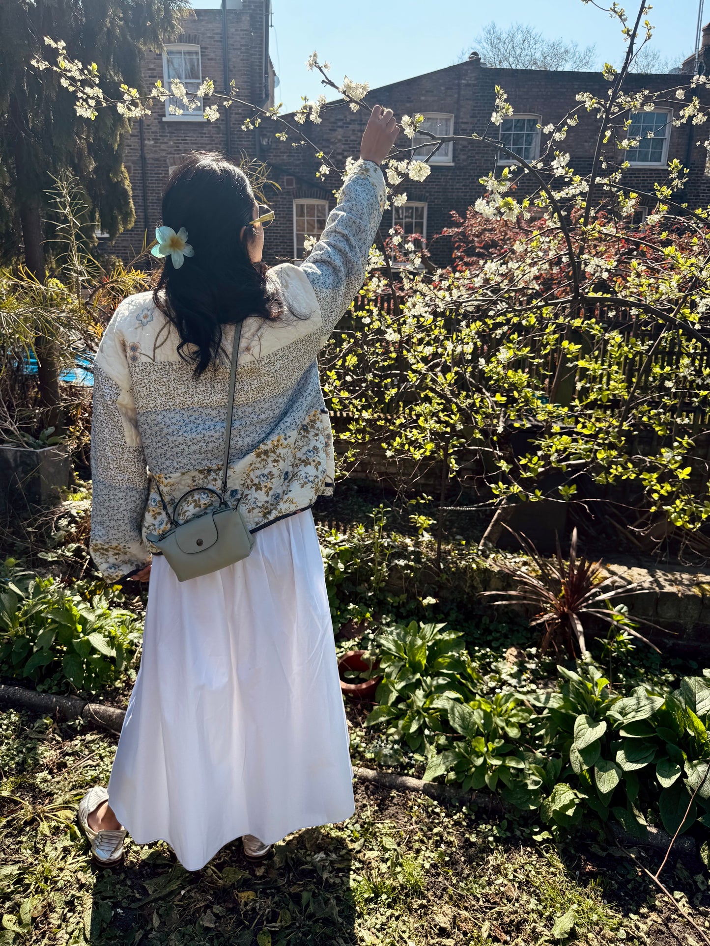 Vintage Embroidered Quilted Jacket - Blue Florals