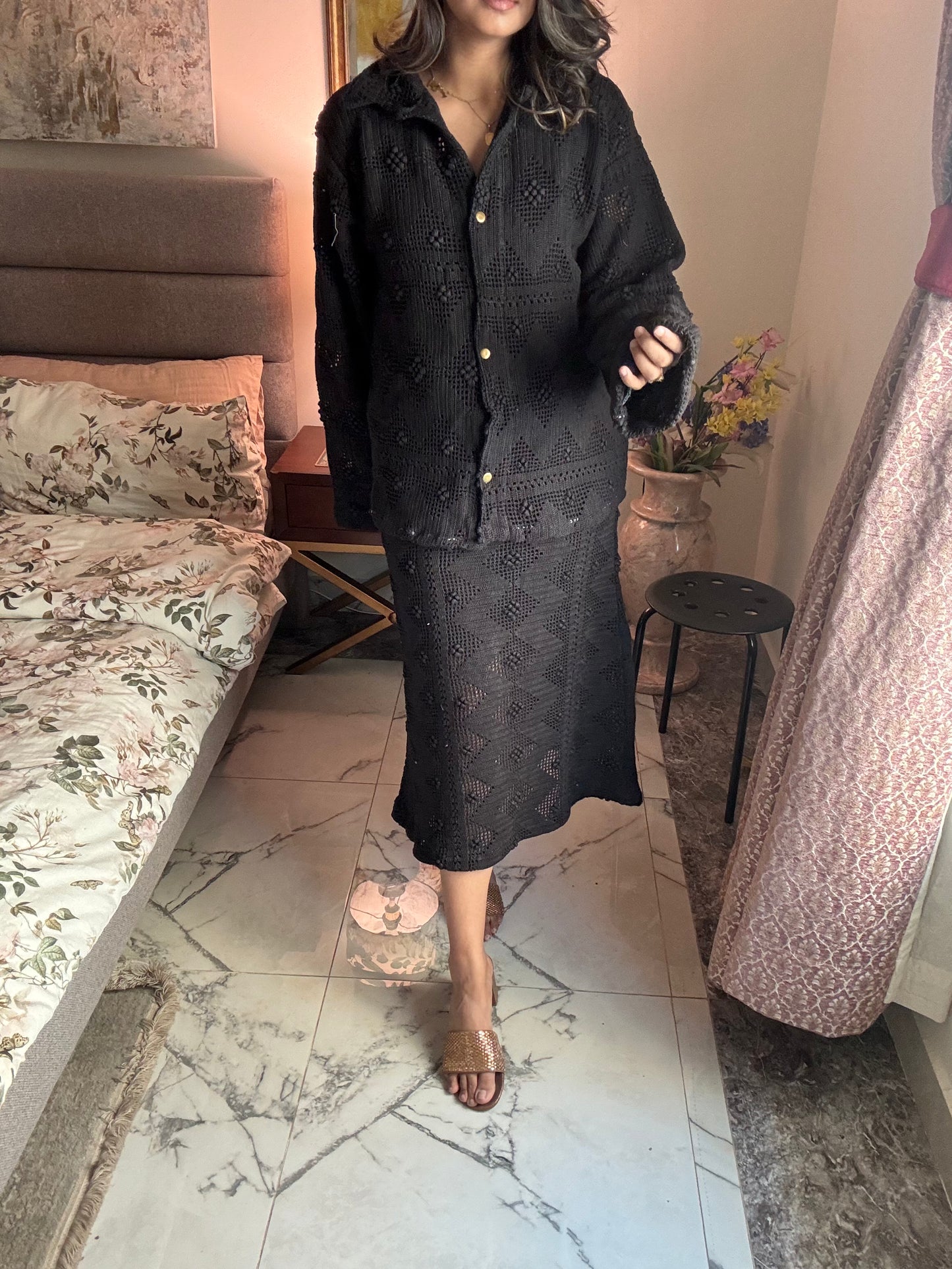 Lia Skirt Set - Smokey Black