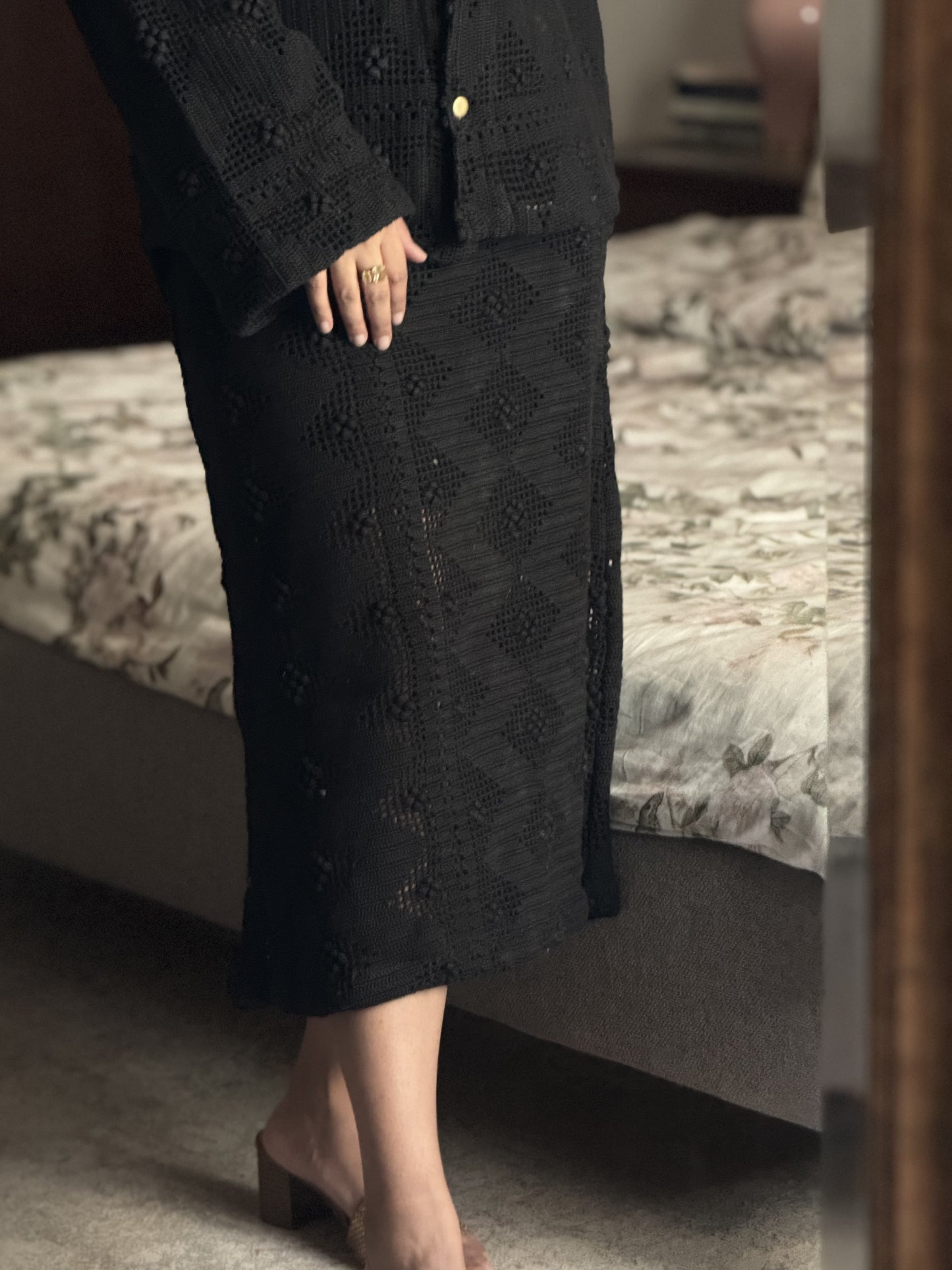 Lia Skirt Set - Smokey Black