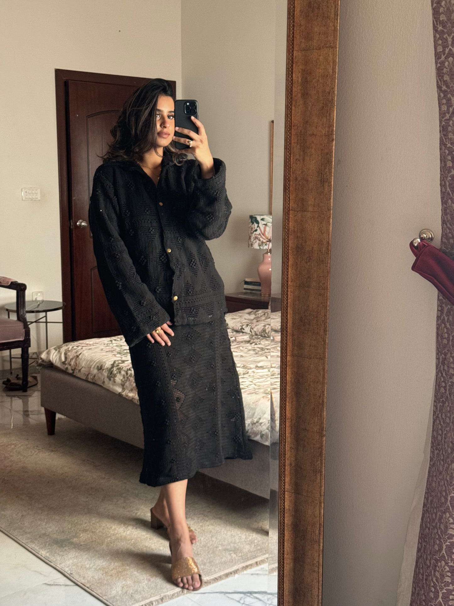 Lia Skirt Set - Smokey Black