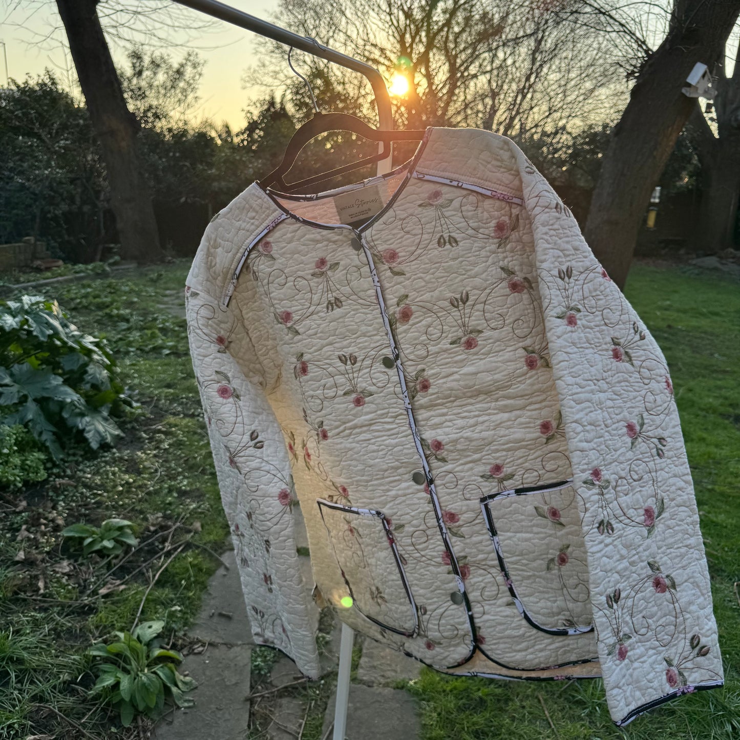 Vintage Embroidered Quilt Jacket - Florals
