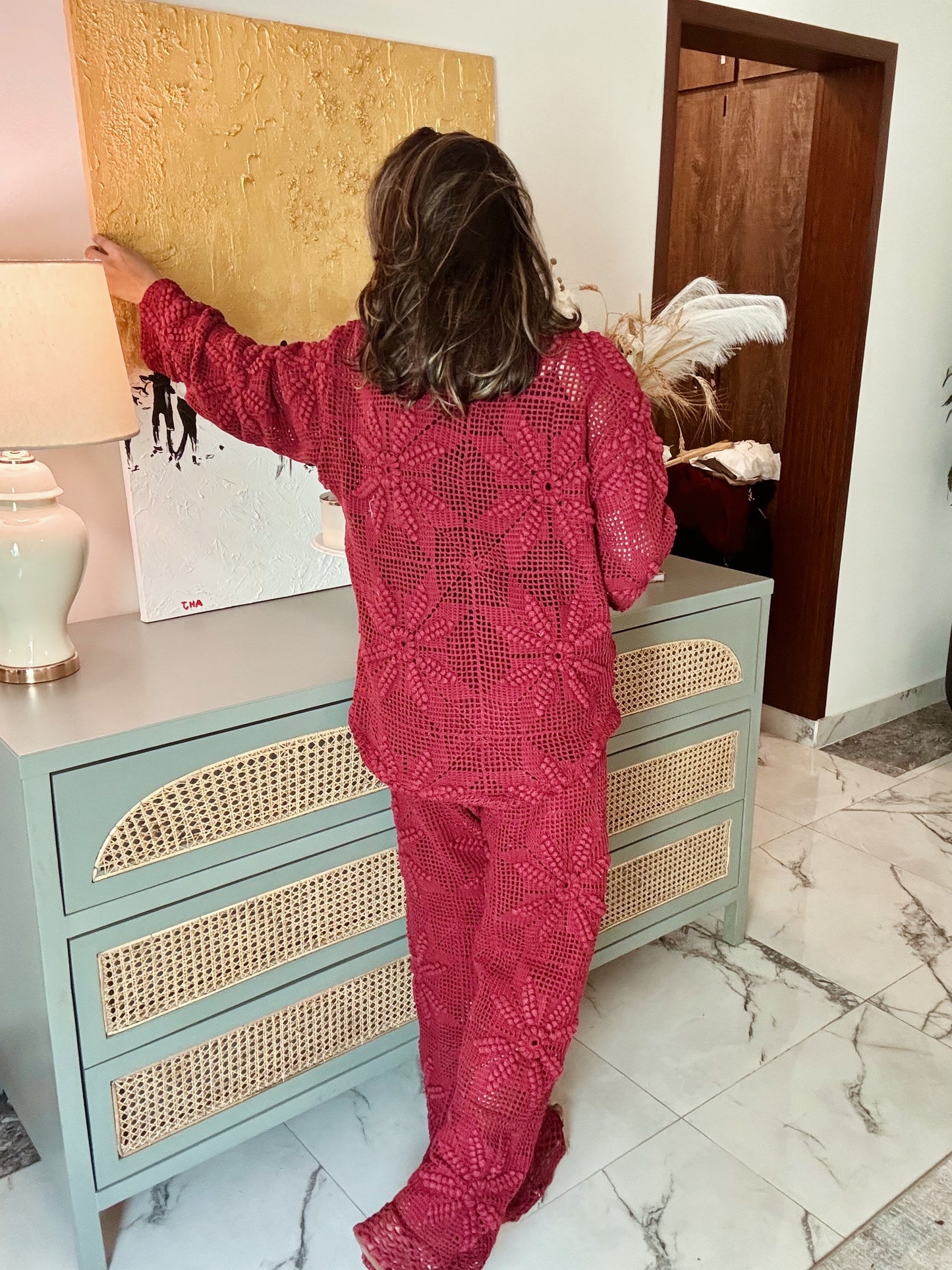 Amara Pant Set - Cherry Pink