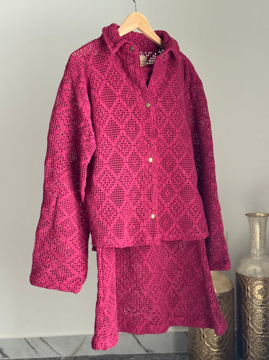 Talia Skirt Set - Cherry Pink