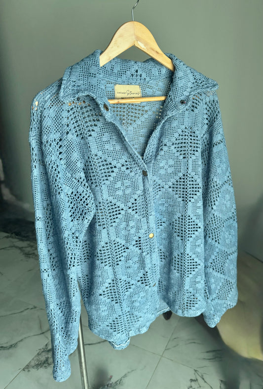 Blue Crochet Shirt
