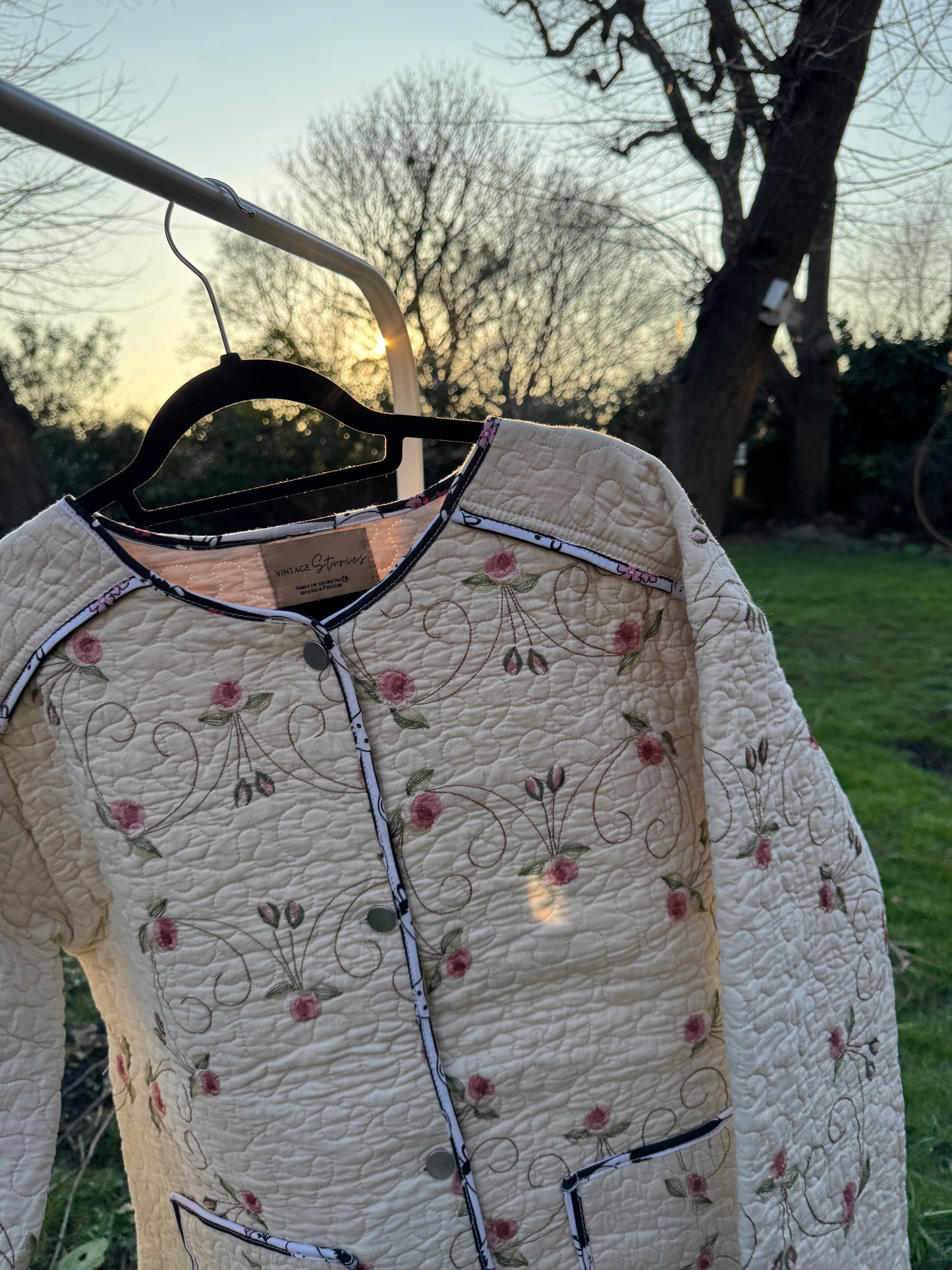 Vintage Embroidered Quilt Jacket - Florals