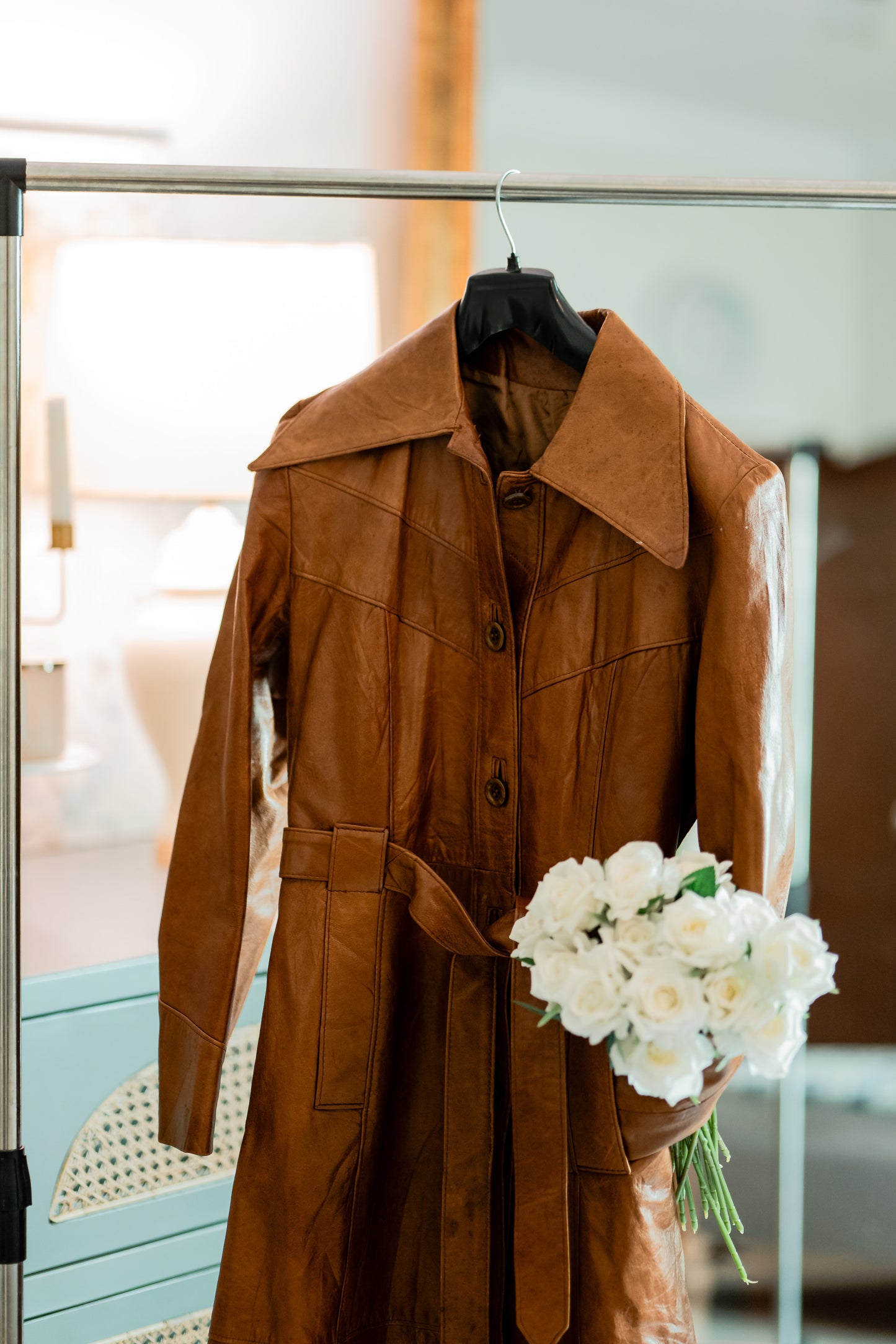 Vintage Leather Coat - Rust