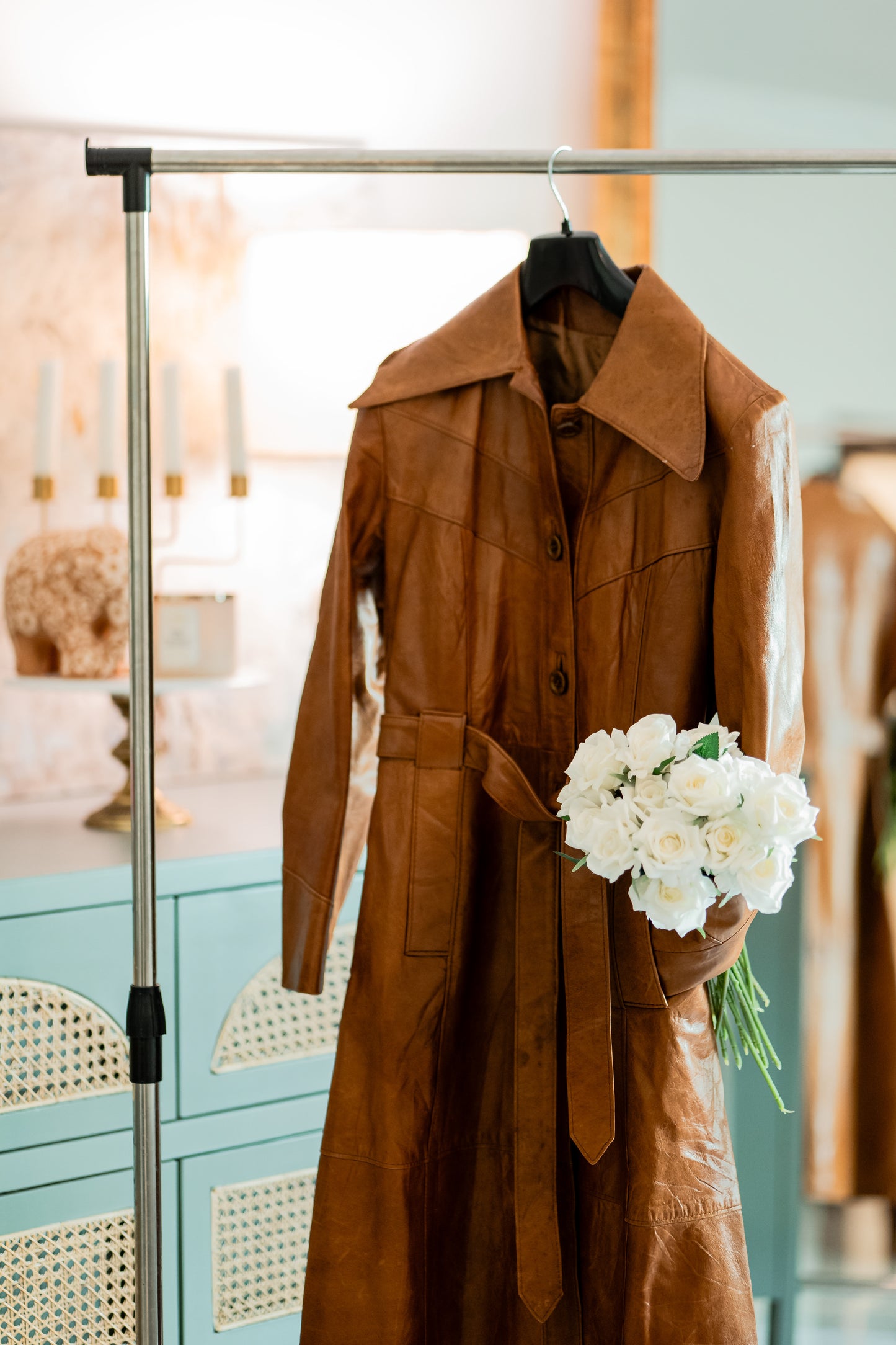 Vintage Leather Coat - Rust