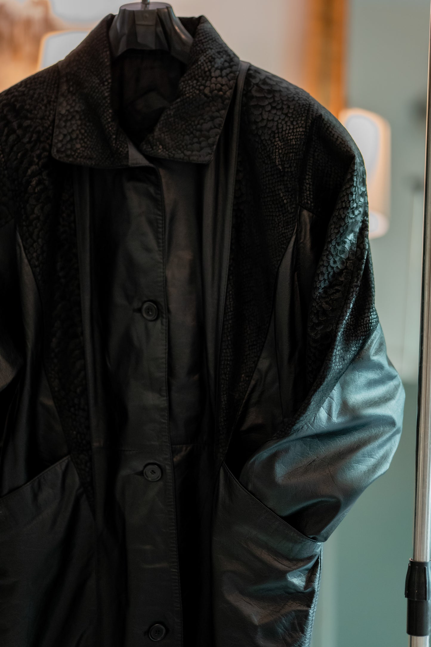 Vintage Leather Coat - Dusky Black