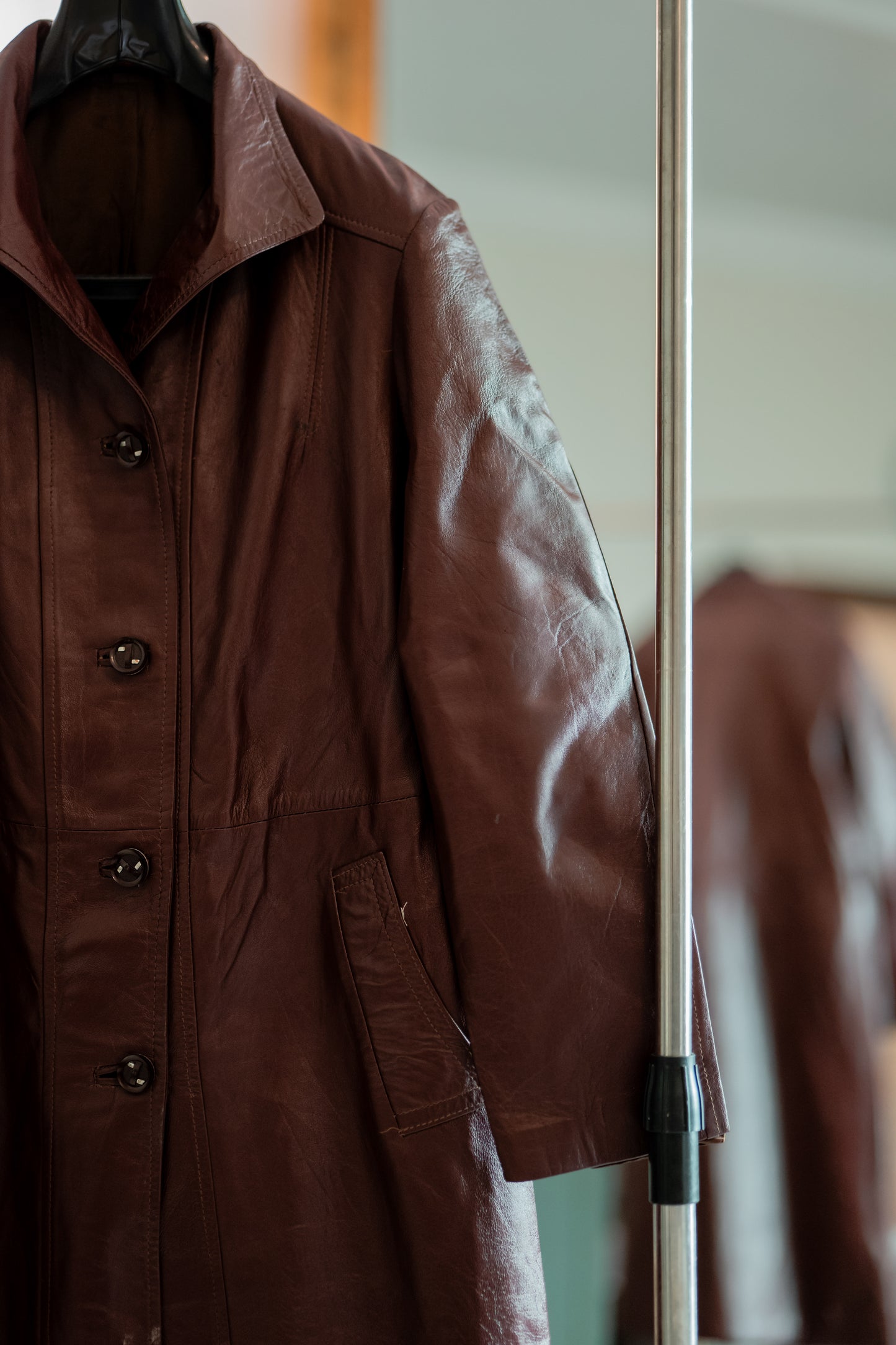 Vintage Leather Coat - Burgandy