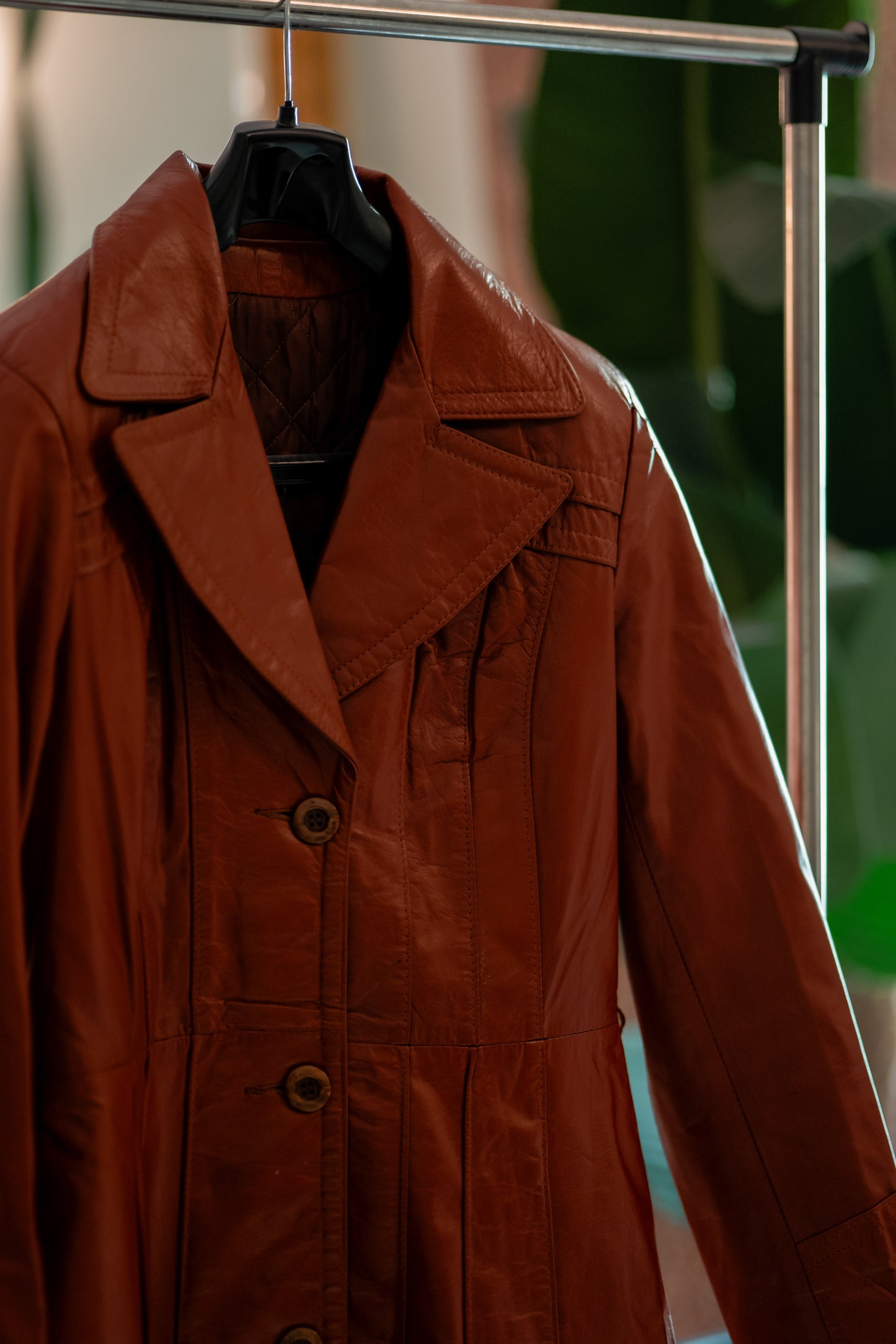 Vintage Leather Coat - Cherry