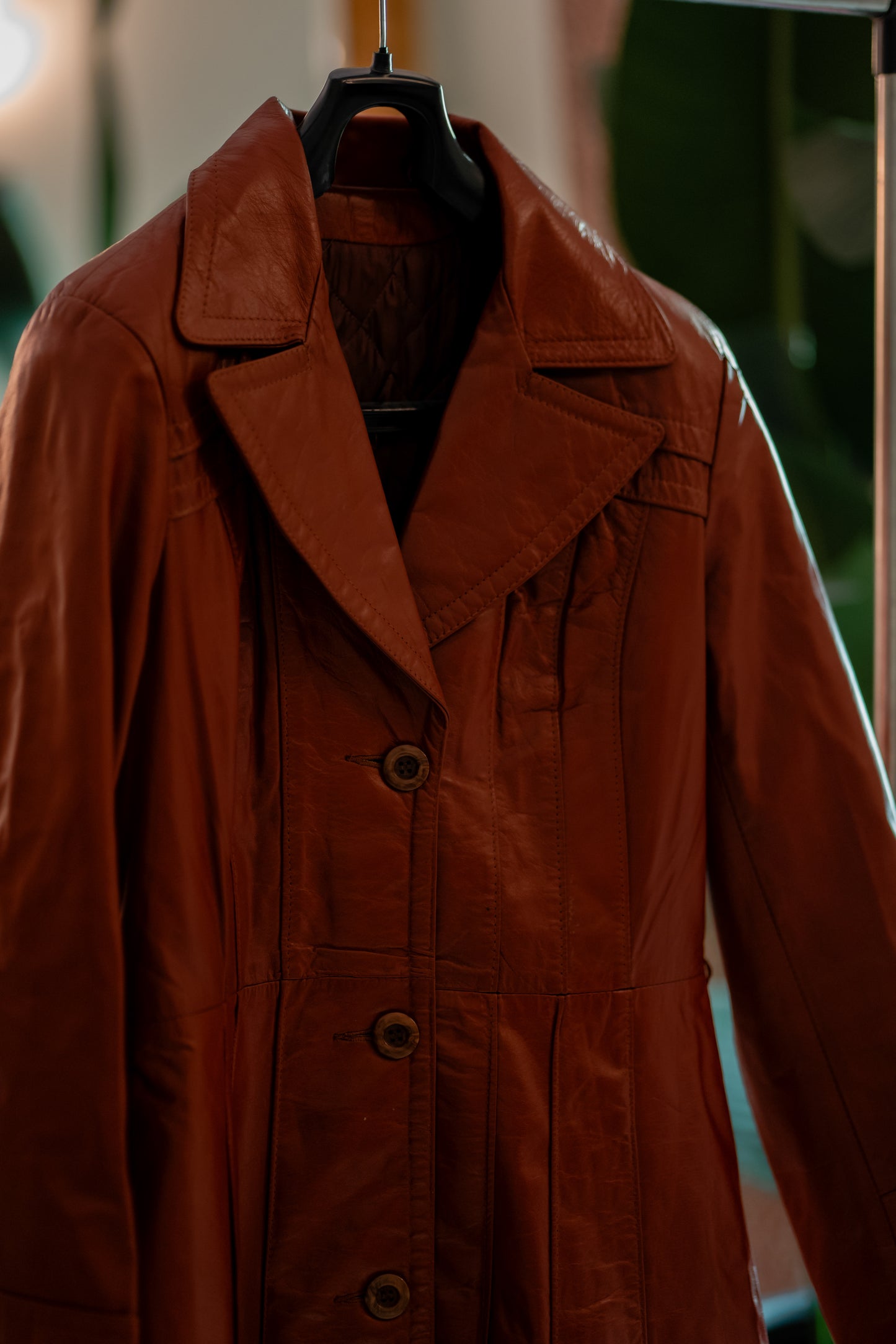 Vintage Leather Coat - Cherry